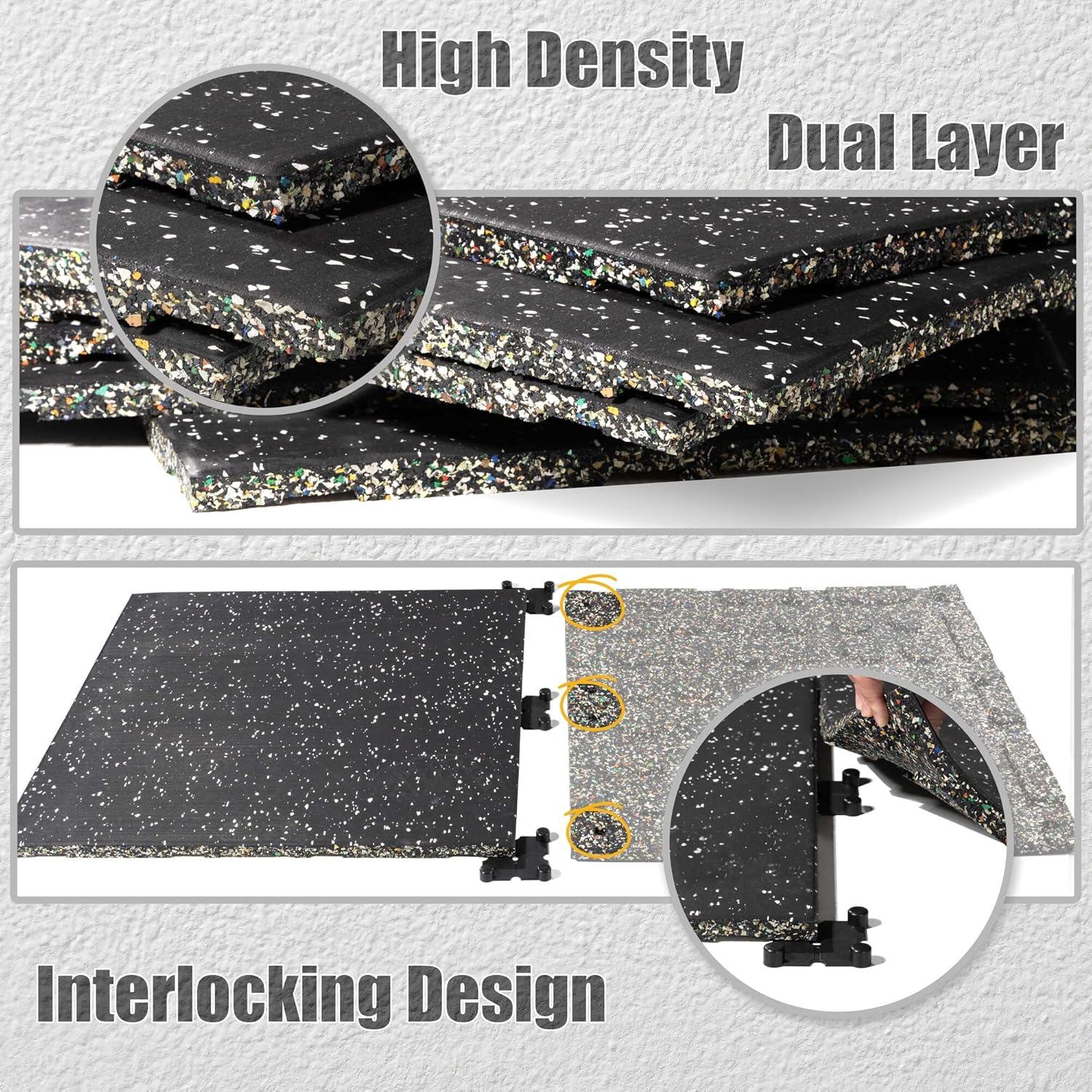 CyclingDeal Pro Quality Gym Workout Tiles Mat - 6pk 20”x20” Interlocking Rubber