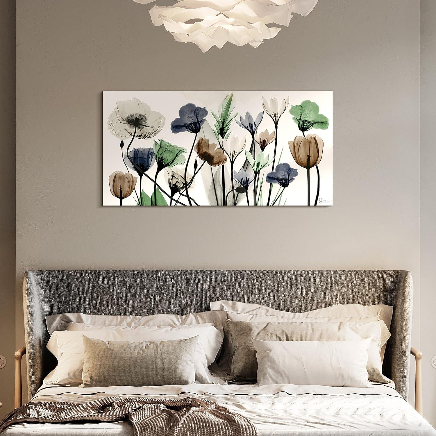 Empire Art Direct Floral Landscape Frameless Free Floating Tempered Glass Panel Graphic Flower Wall Art, 24" x 48" x 0.2", Ready to Hang