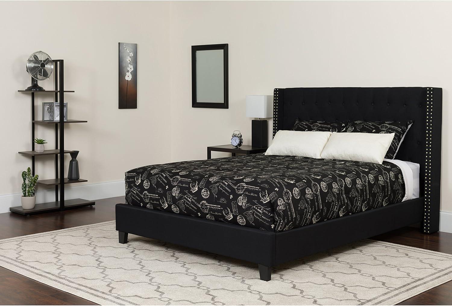 Riverdale Light Gray Tufted King Platform Bed with Nailhead Trim