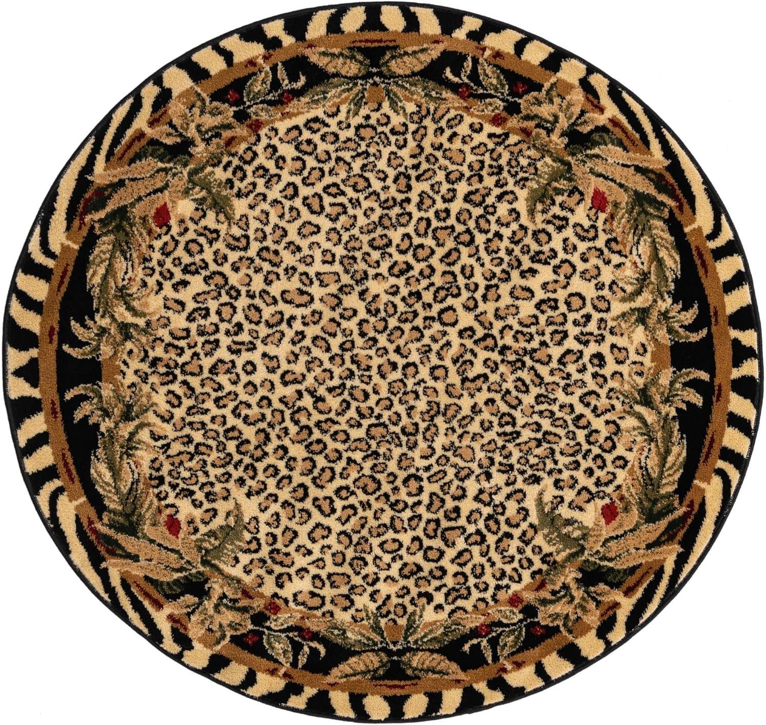 Unique Loom Wildlife Collection Area Rug - Leopard (7' 10" Square Light Brown/Black)