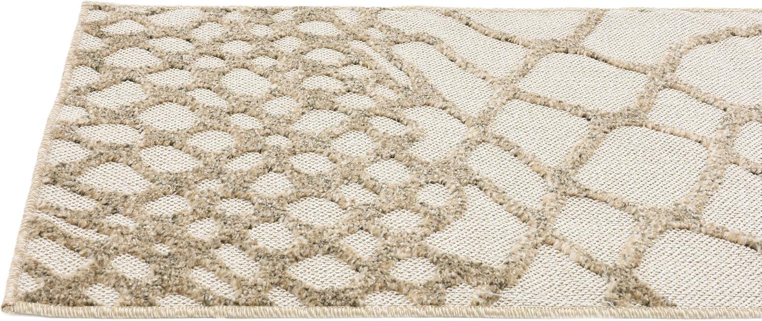 Unique Loom Outdoor Modern Collection Area Rug (2' x 6' 1" Runner Cream/Beige)