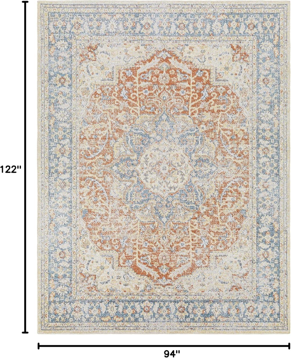 Easy-Care Handmade Blue Synthetic 8' x 10' Rectangular Rug