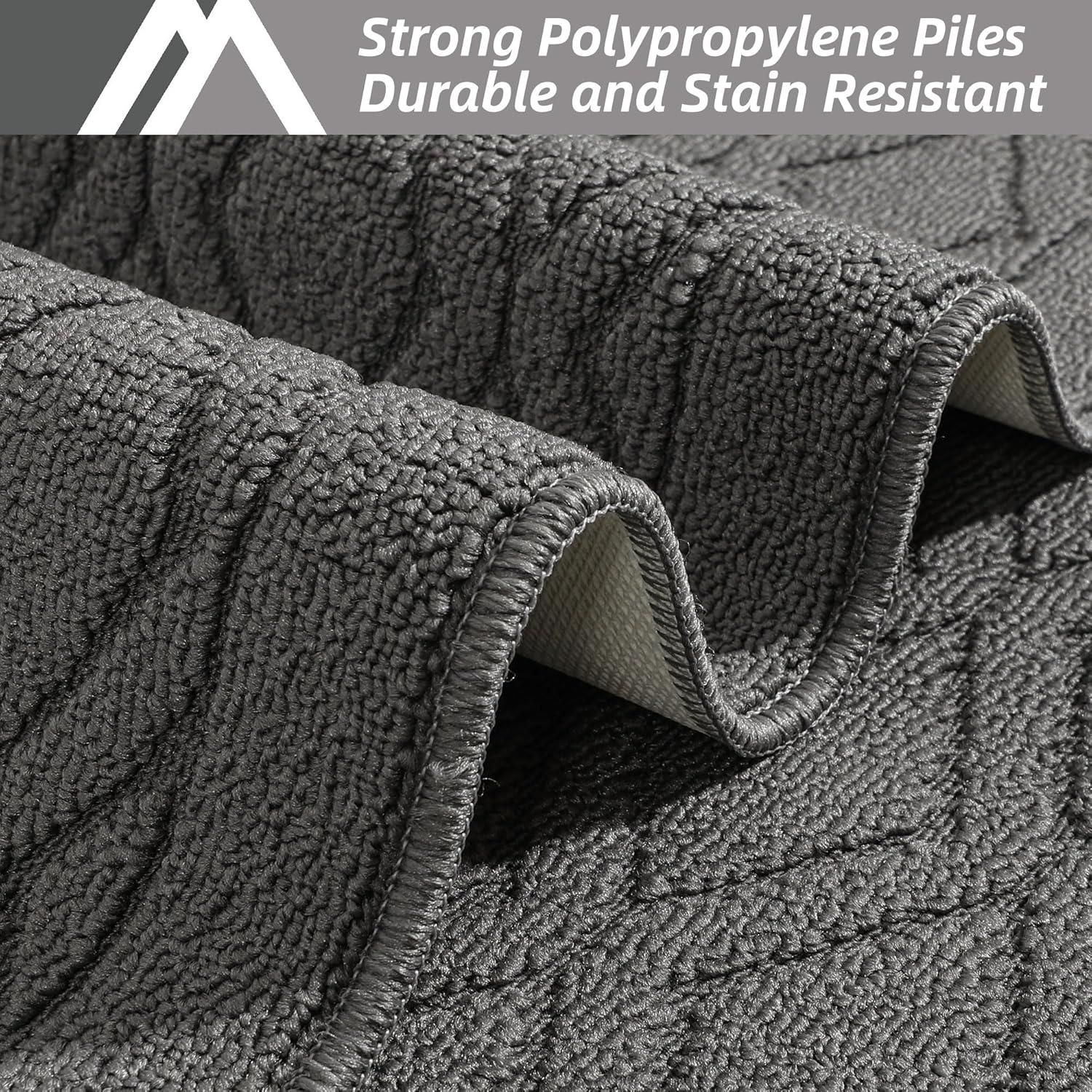 FloorHug Kitchen Rugs and Mats 2 PCS, 20"x30"+20"x48", Absorbent and Stain-Resistant Kitchen Mats Non-Slip, Kitchen Runners Machine Washable, Rugs for Kitchen, Laundry Room, Entrance, Grey