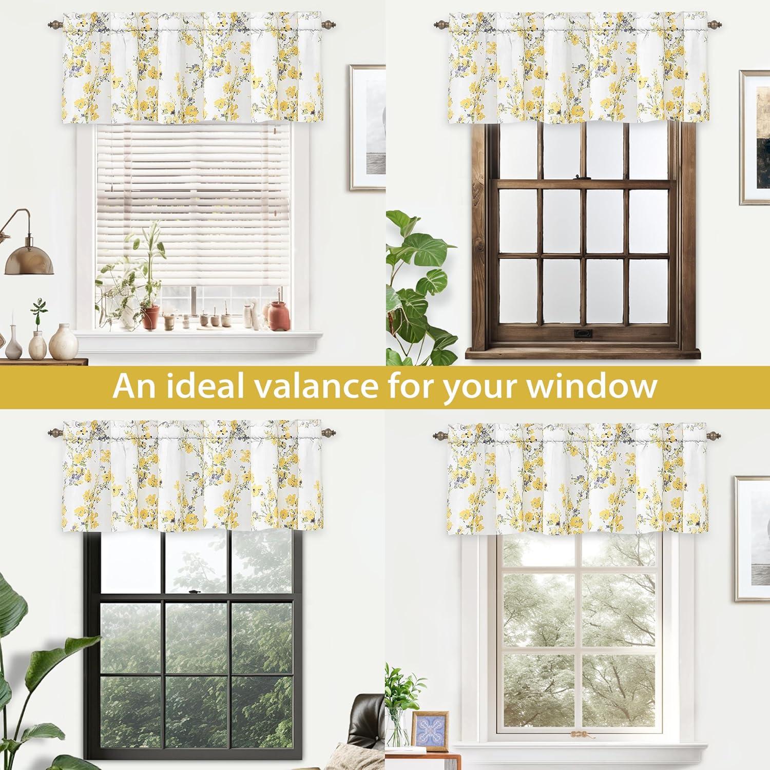 Adalinne Floral Tailored 52'' W Window Valance in