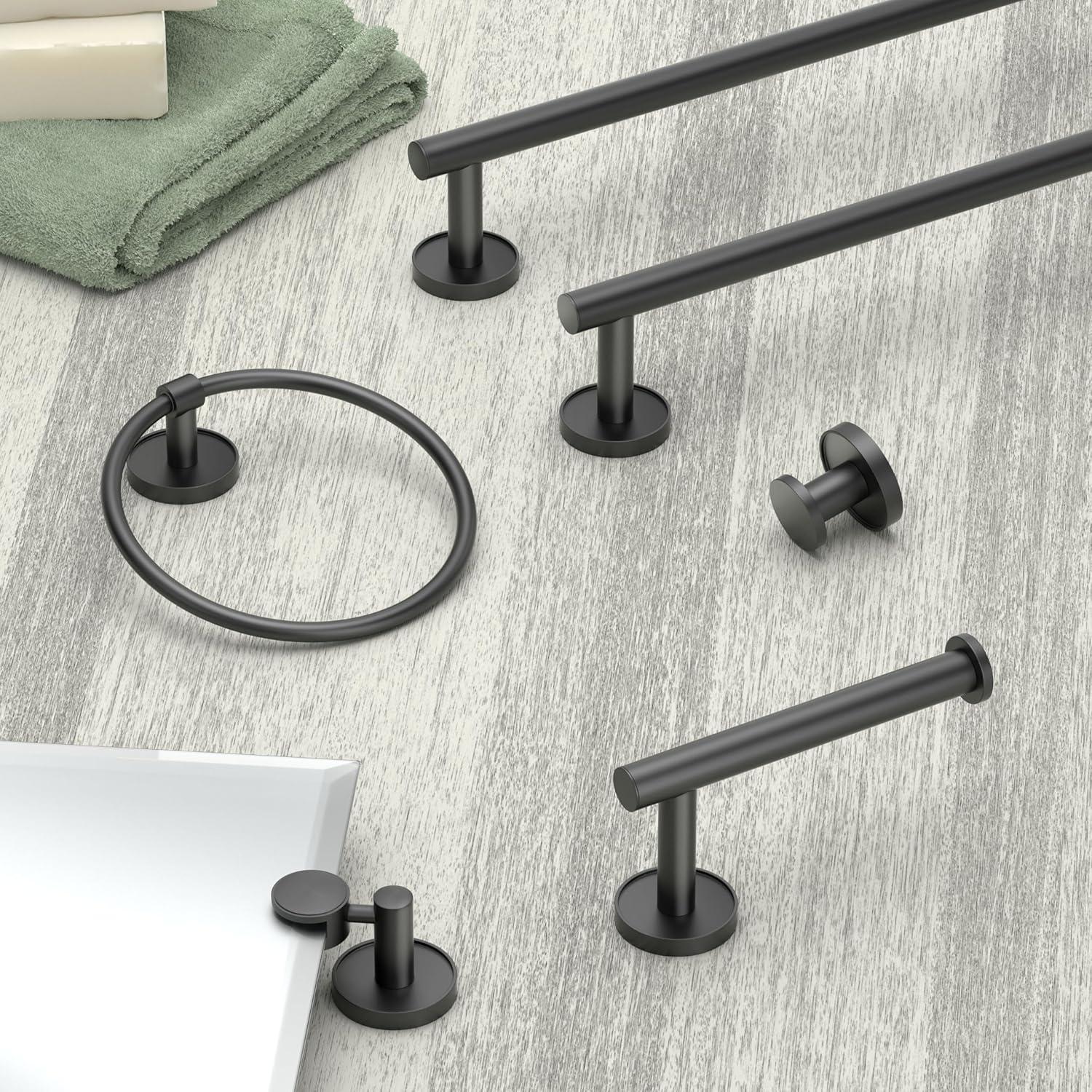 Sky Matte Black Zen-Inspired Towel Ring