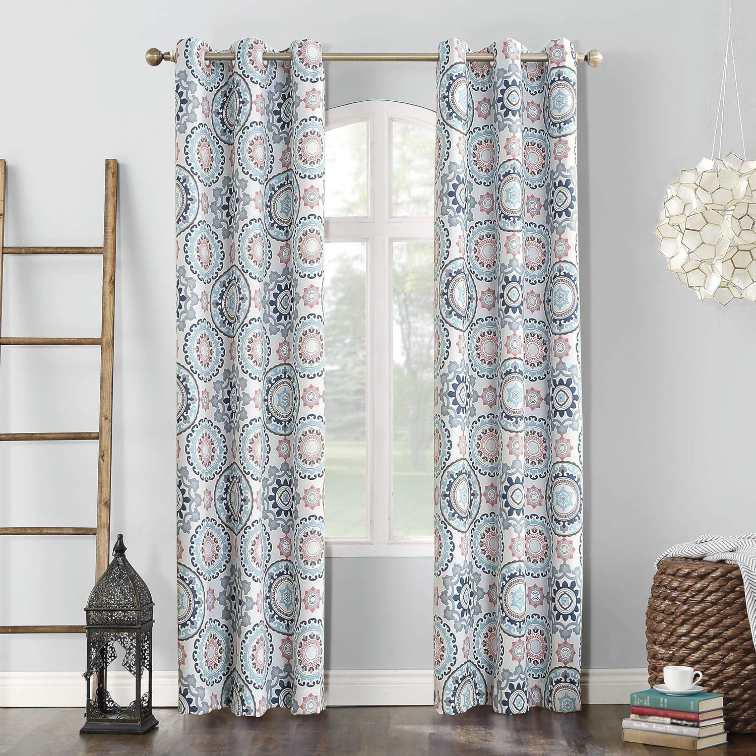 Sun Zero Sun Zero Nepal Global Medallion Print Blackout Grommet Curtain Panel