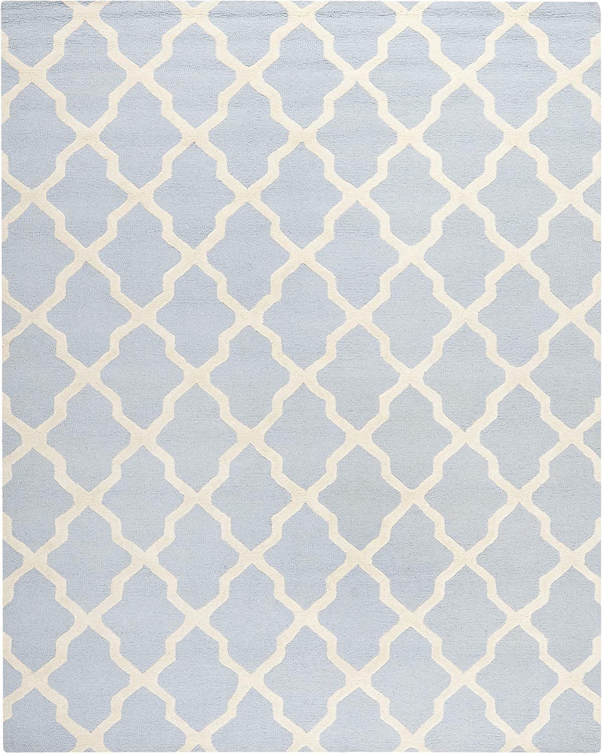 SAFAVIEH Cambridge Liam Geometric Wool Area Rug, Light Blue/Ivory, 7'6" x 9'6"