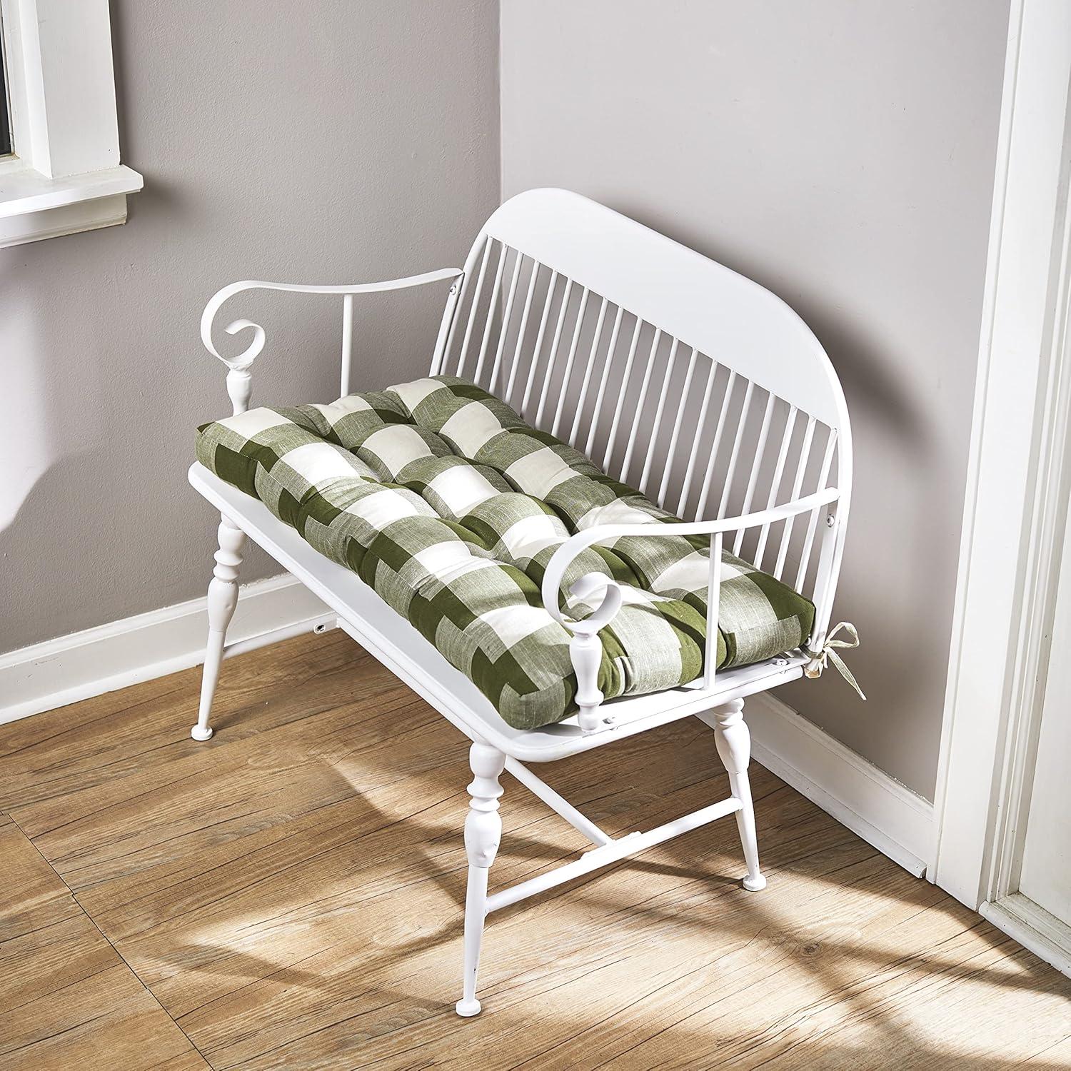 The Lakeside Collection Buffalo Check Bench Cushions - Green