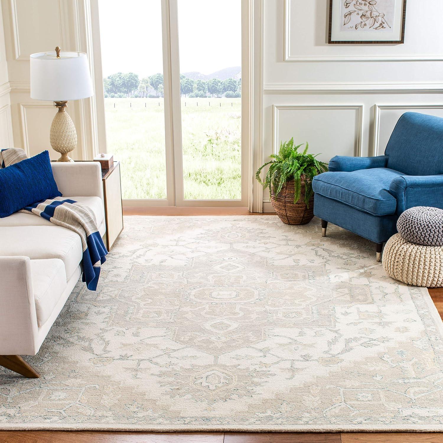 Micro-Loop MLP503 Hand Tufted Indoor Area Rug - Blue/Ivory - 8'x10' - Safavieh