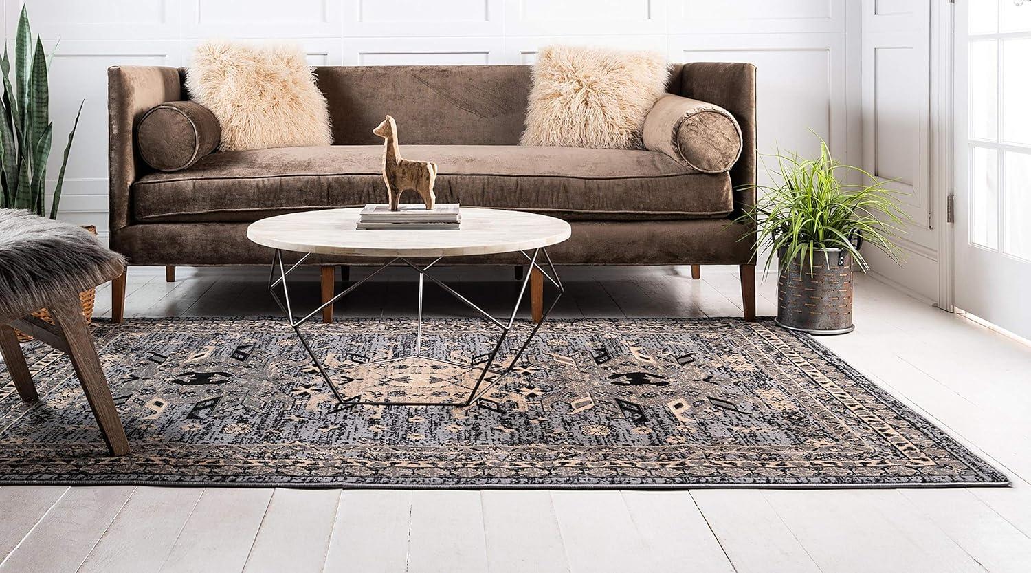 Unique Loom Oasis Taftan Rug , 4' 1" x 6' 1" ,Gray