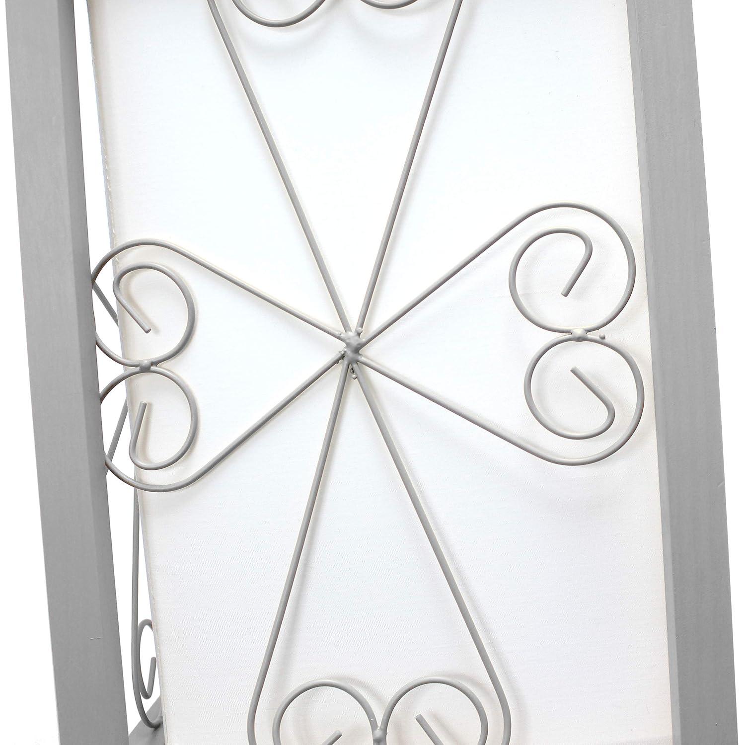 Etagere Organizer Storage Shelf Floor Lamp with Linen Shade Gray - Simple Designs