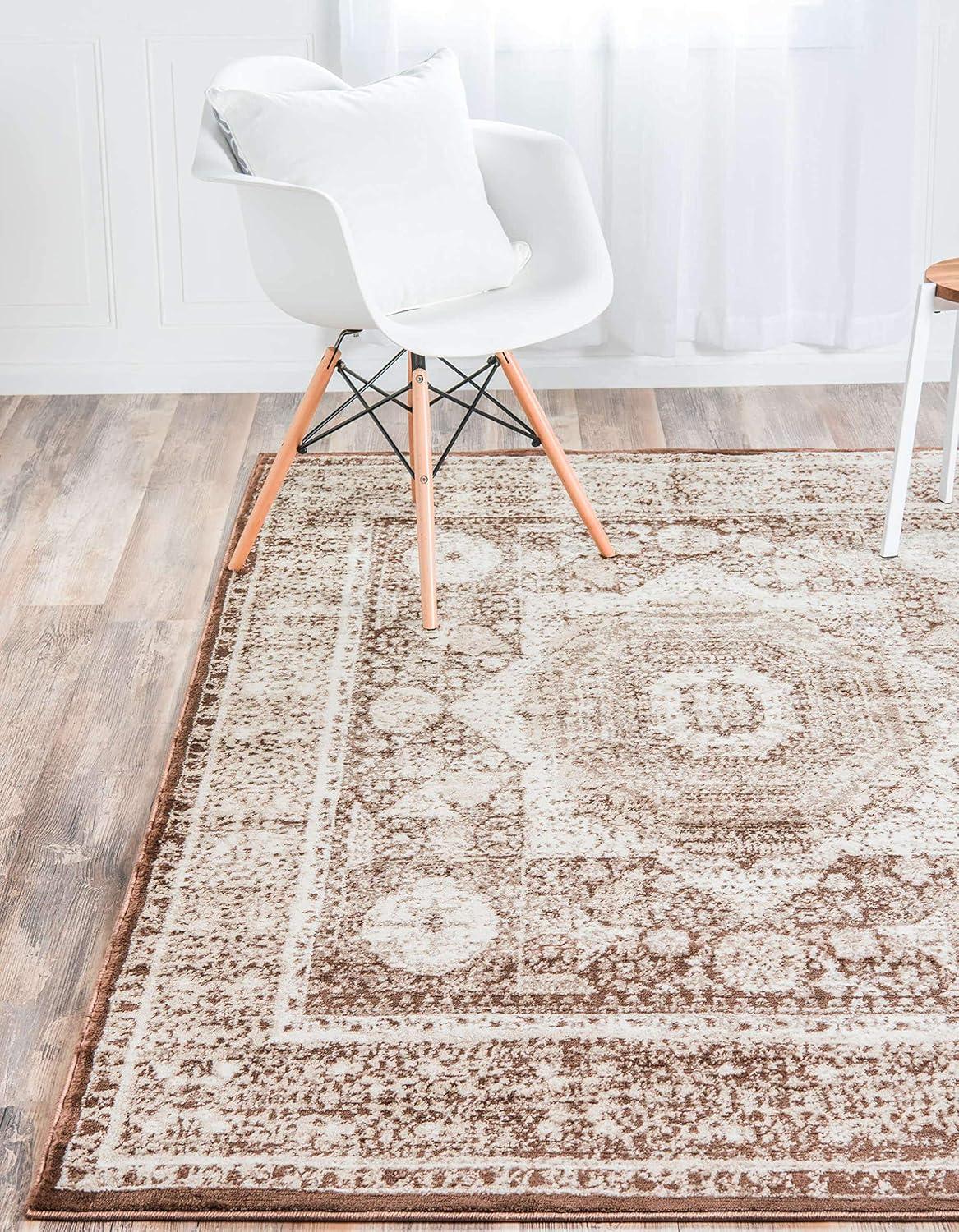 Unique Loom Imperial Collection Area Rug - Lygos (4' 1" x 6' 1" Rectangle Chocolate Brown/Beige)