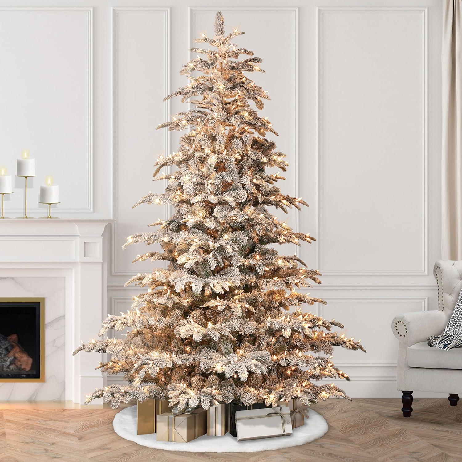 7 1/2 ft. Pre-lit Aspen Green Fir Flocked Artificial Christmas Tree 700 UL listed Clear Lights