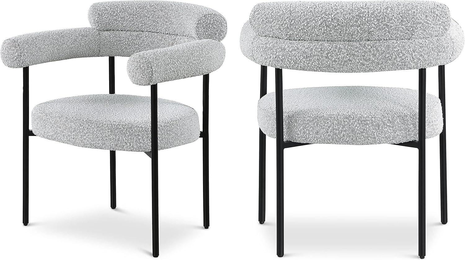 Meridian Furniture Blake Grey Boucle Fabric Dining Chair Set of 2