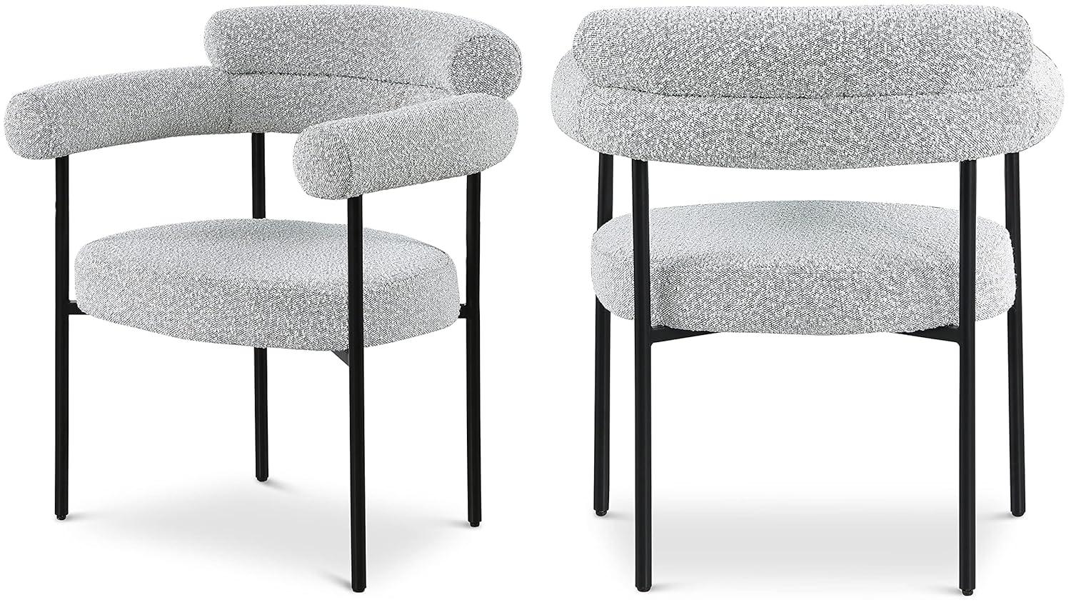 Meridian Furniture Juego de 2 Sillas de Comedor de Tela Boucle Gris Blake