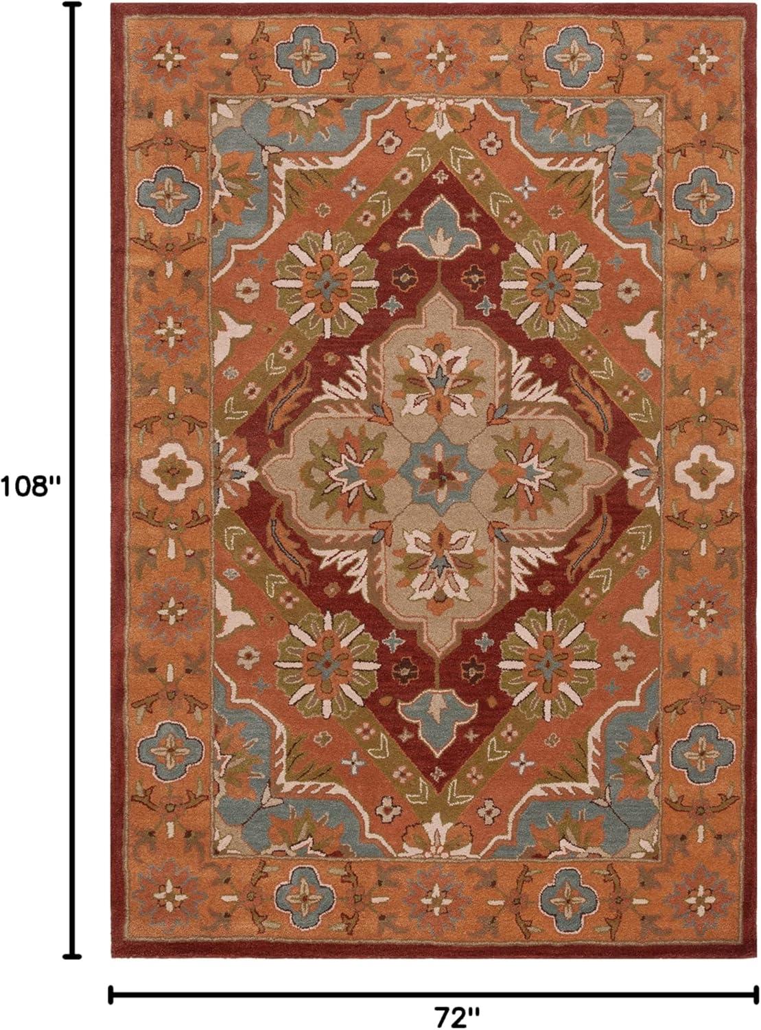 SAFAVIEH Heritage Cearra Bordered Area Rug, Rust, 6' x 9'