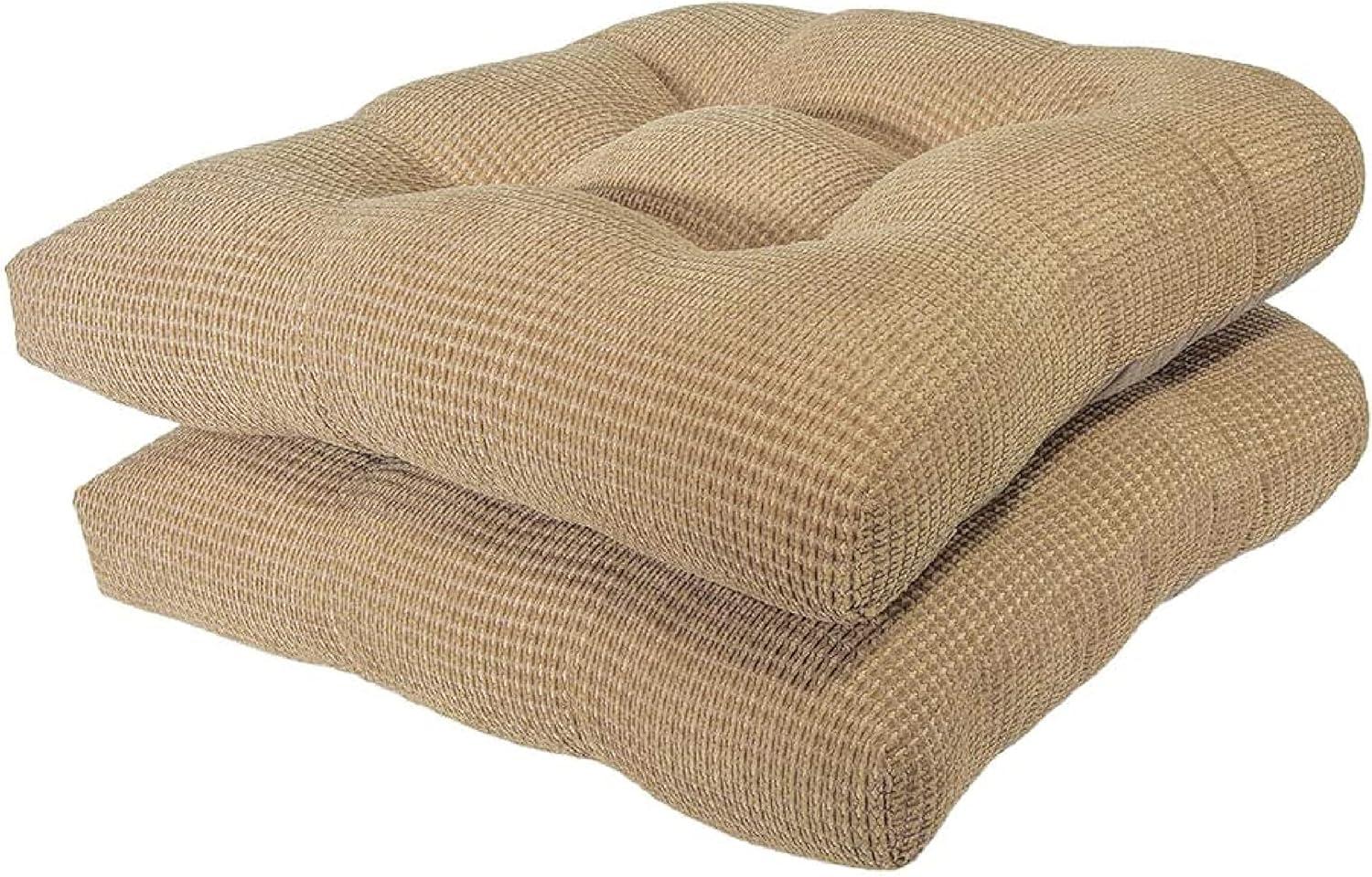Plush Bamboo Memory Foam Square Chair Pad 2-Pack in Neutral