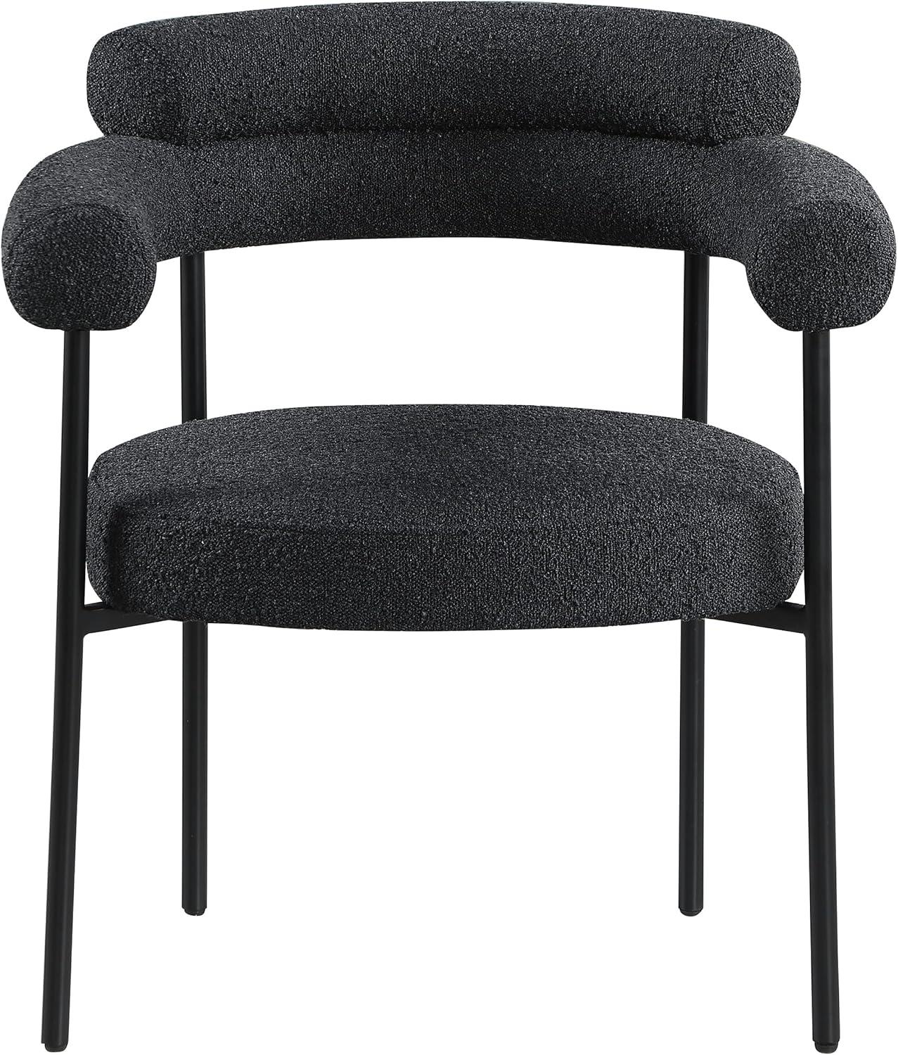 Meridian Furniture Blake Black Boucle Fabric Dining Chair Set of 2