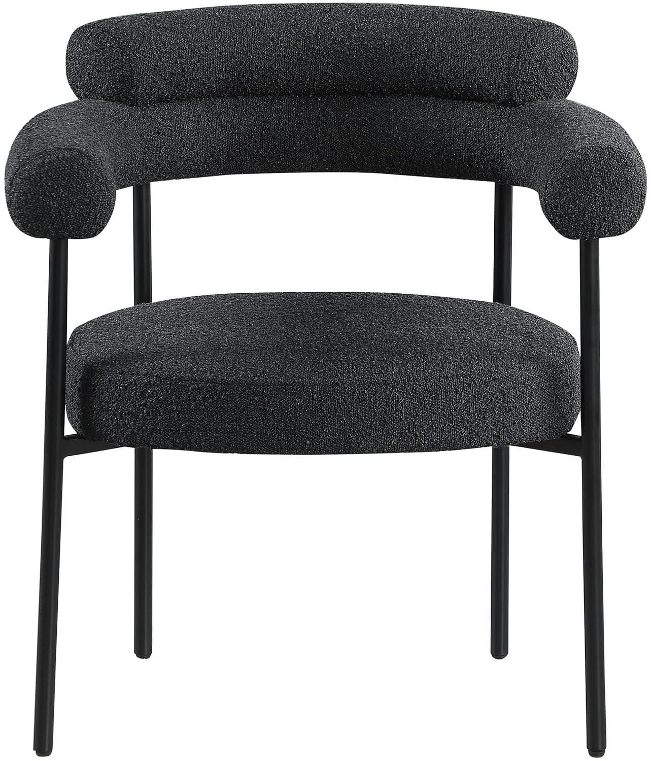 Meridian Furniture Blake Black Boucle Fabric Dining Chair Set of 2