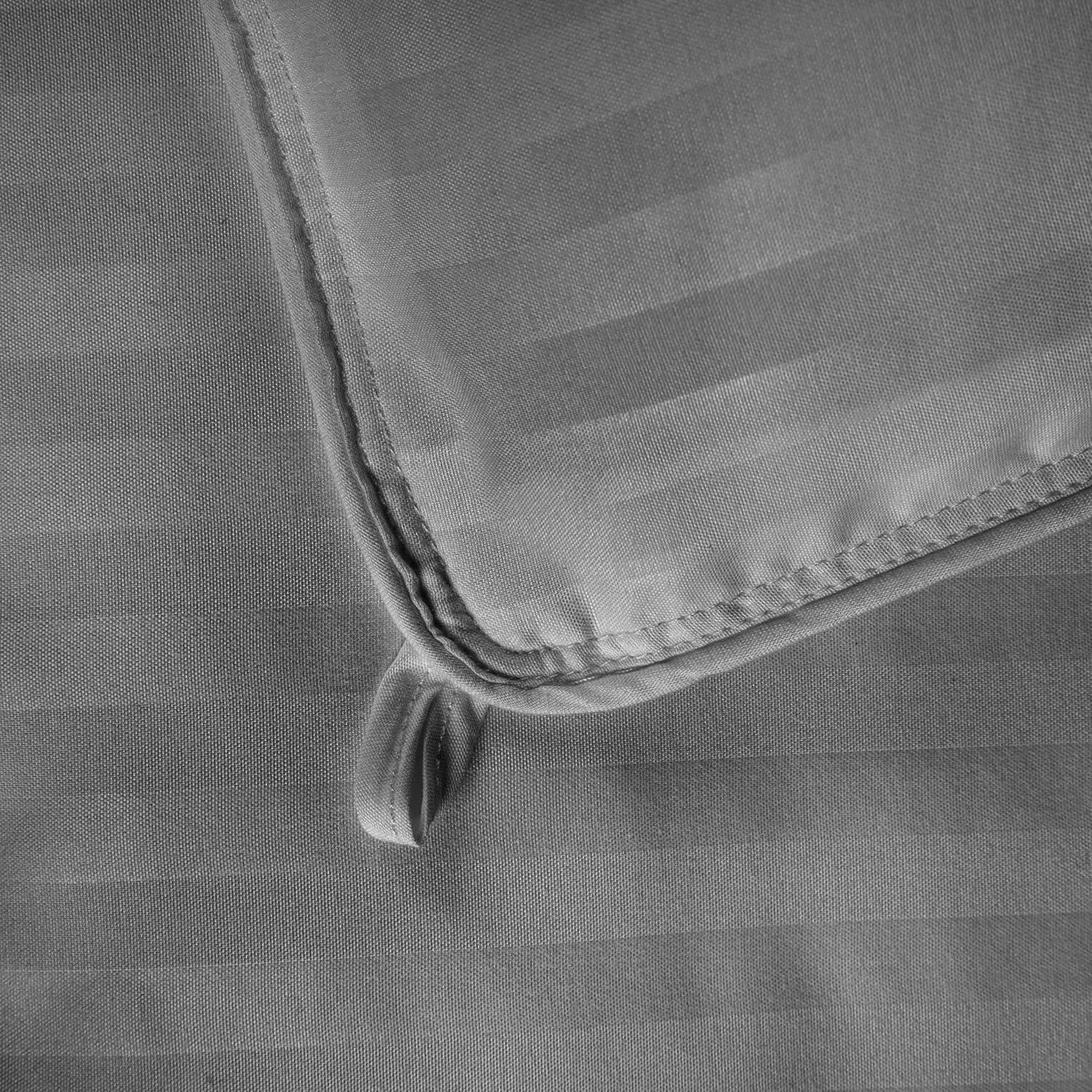 Superior Striped Reversible Box-Quilt Brushed Microfiber Medium Weight Down Alternative Comforter