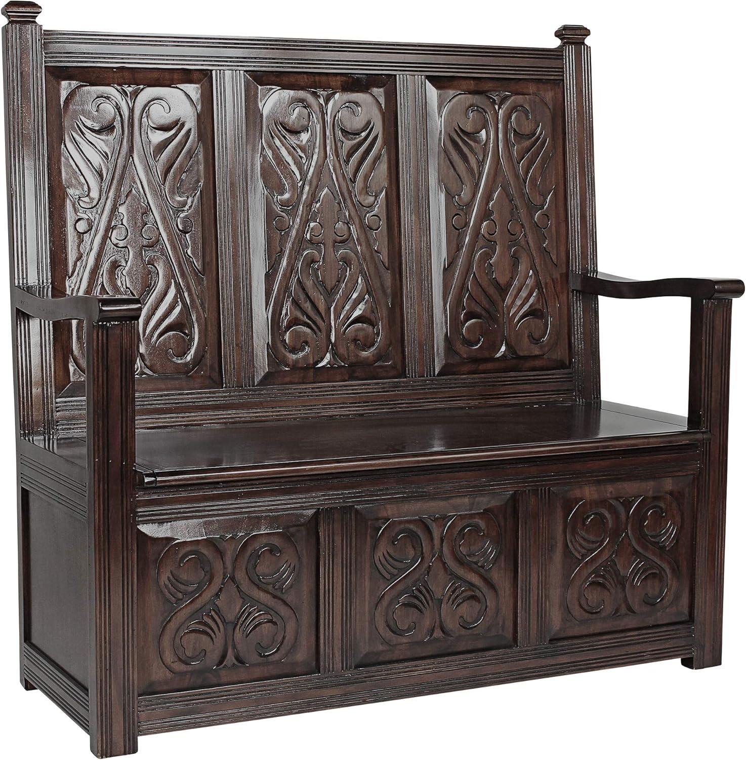 Design Toscano Historic Mahogany Monk's Bench