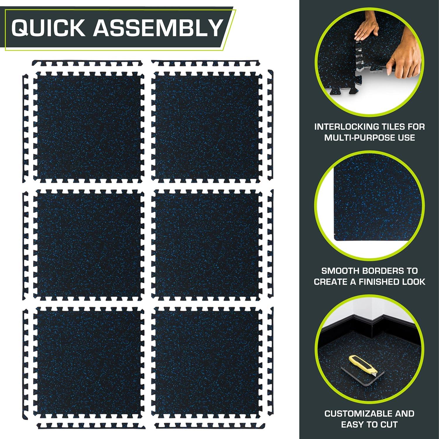 ProsourceFit Rubber Top Exercise Puzzle Mat, 1/2-in