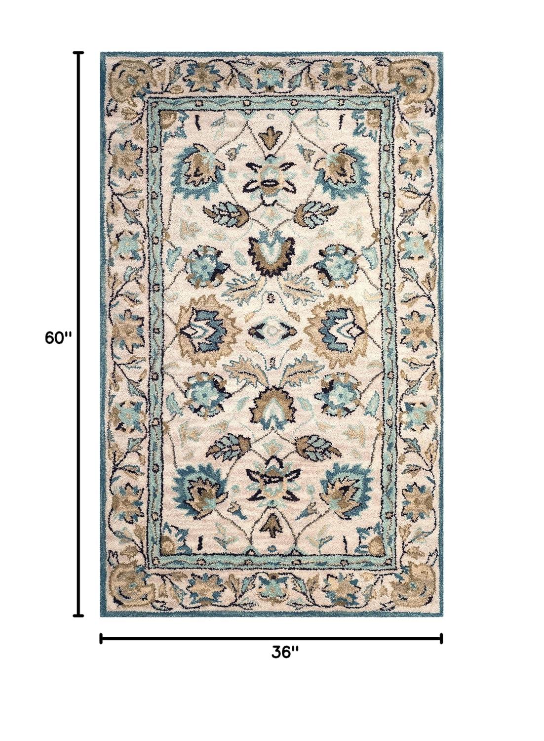 Antiquity AT812 Hand Tufted Indoor Accent Rug - Peacock/Blue - 3'x5' - Safavieh