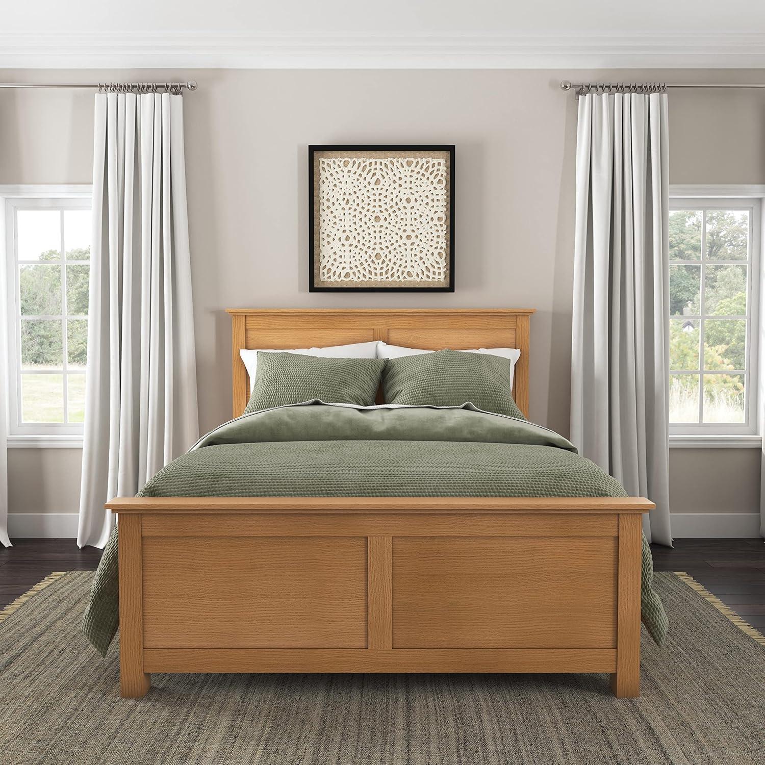 Homestyles Oak Park 66.5" Traditional Wood Queen Panel Bed in Brown