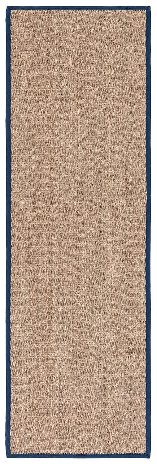 Natural Fiber NF115 Power Loomed Indoor Runner Rug - Natural/Blue - 2'6"x12' - Safavieh.