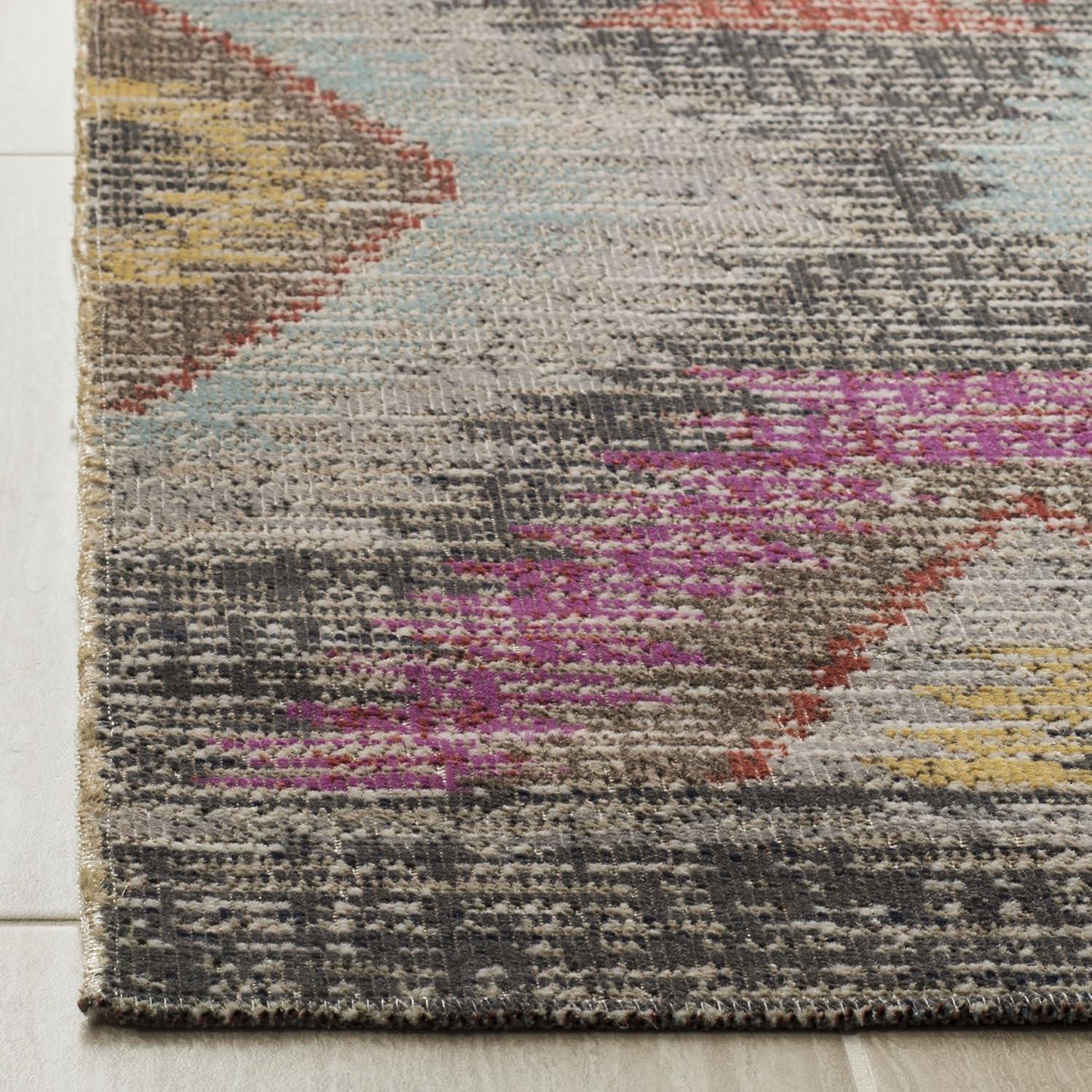 SAFAVIEH Montage Collection Runner Rug - 2'3" x 8', Grey & Multi, Boho Design, Non-Shedding & Easy Care, Indoor/Outdoor & Washable-Ideal for Patio, Backyard, Mudroom (MTG212F)