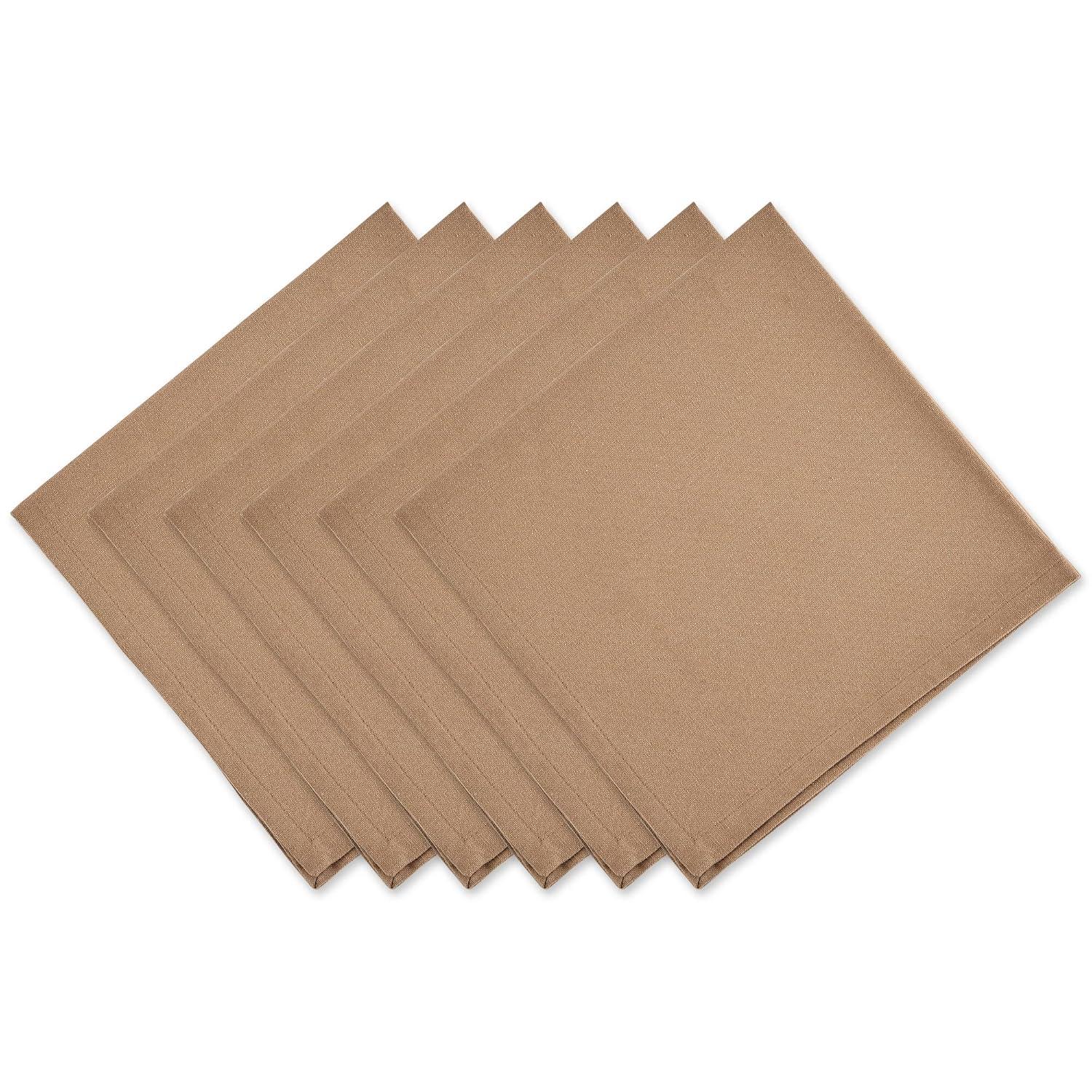 Design Imports  Solid Cotton Napkin Set 6 Piece, Stone, 20X20"