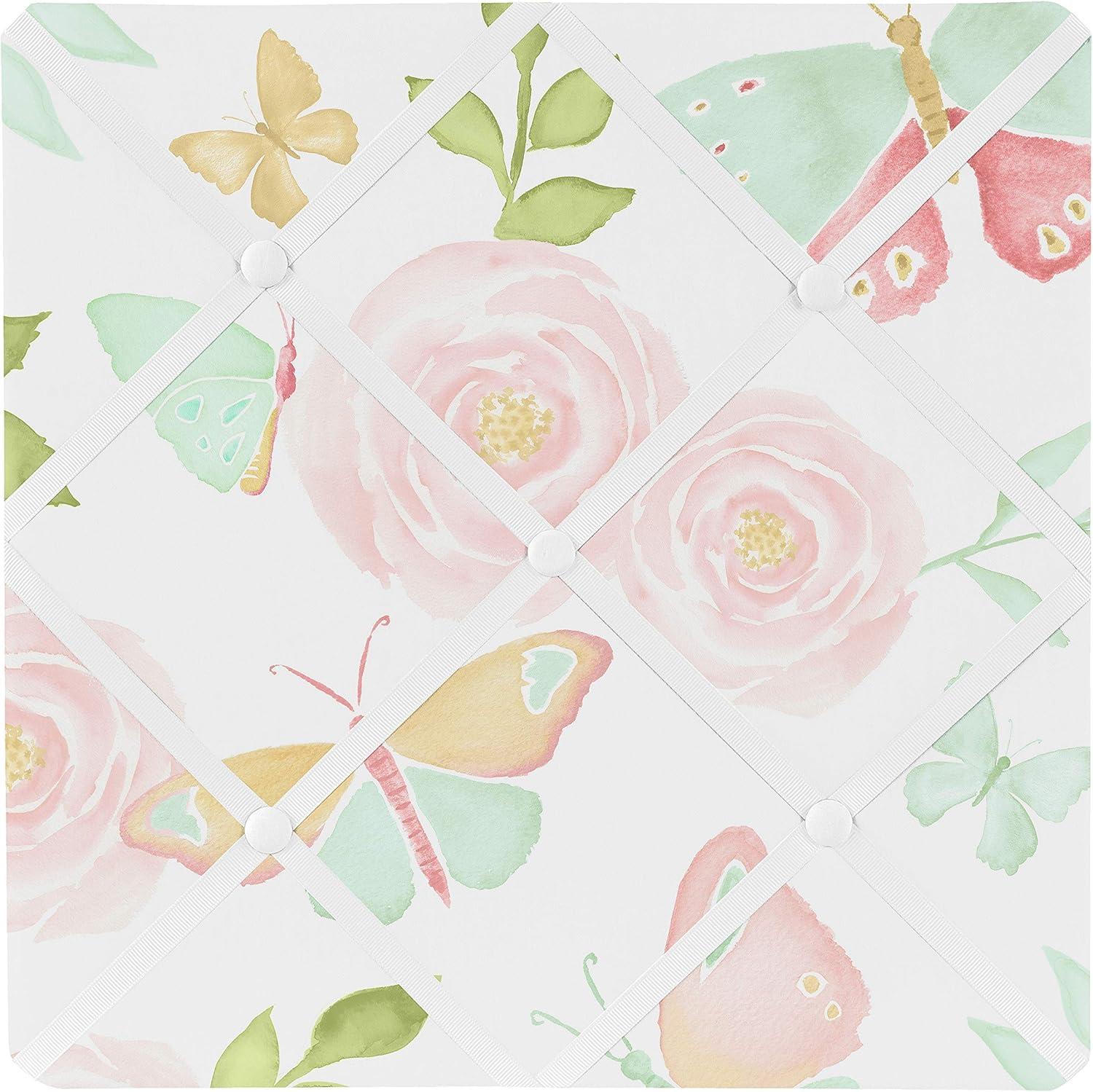 Sweet Jojo Designs Girl Fabric Photo Memo Board Butterfly Floral Pink Green and White