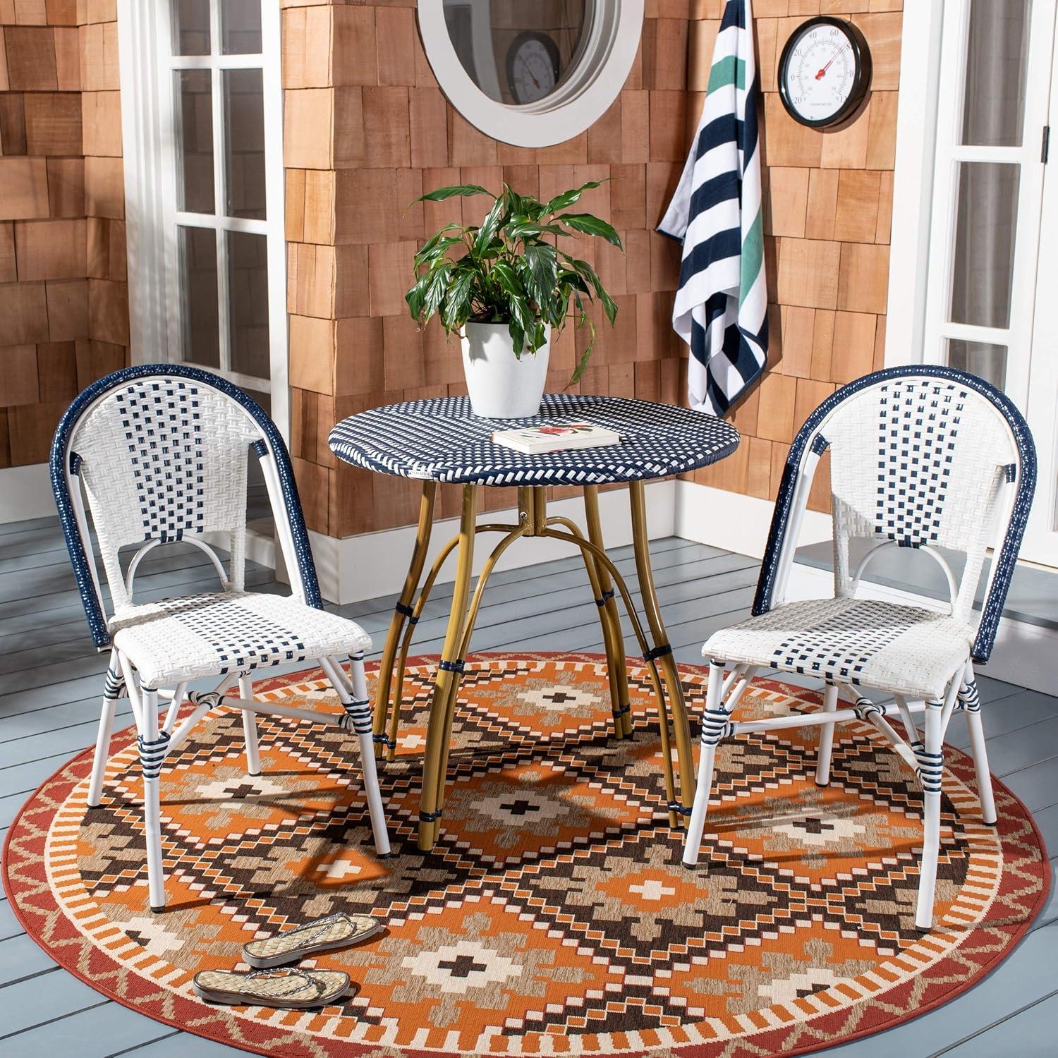 Zoya Chair (Set Of 2) - Indoor/Outdoor - PAT4037 - Blue/White - Safavieh
