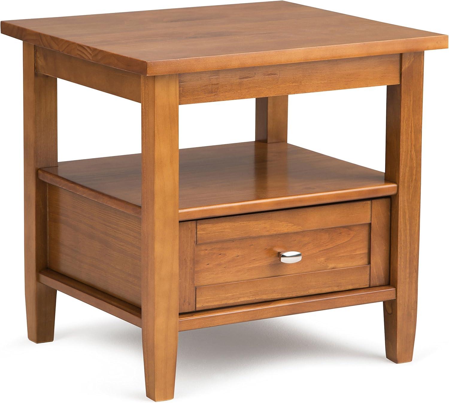 Warm Solid Wood End Table with Storage