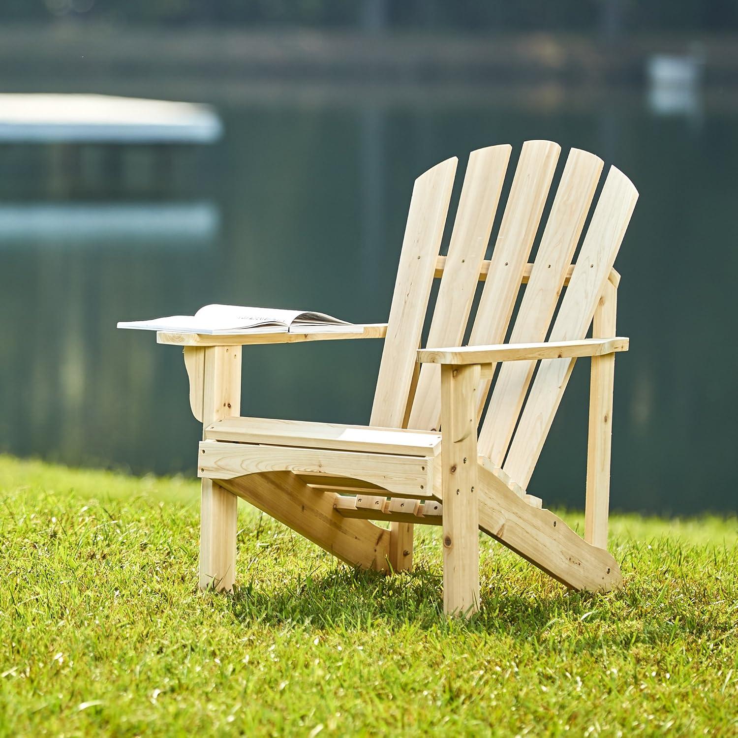 Natural Cedar Wood Adirondack Outdoor Chair with Wide Arms