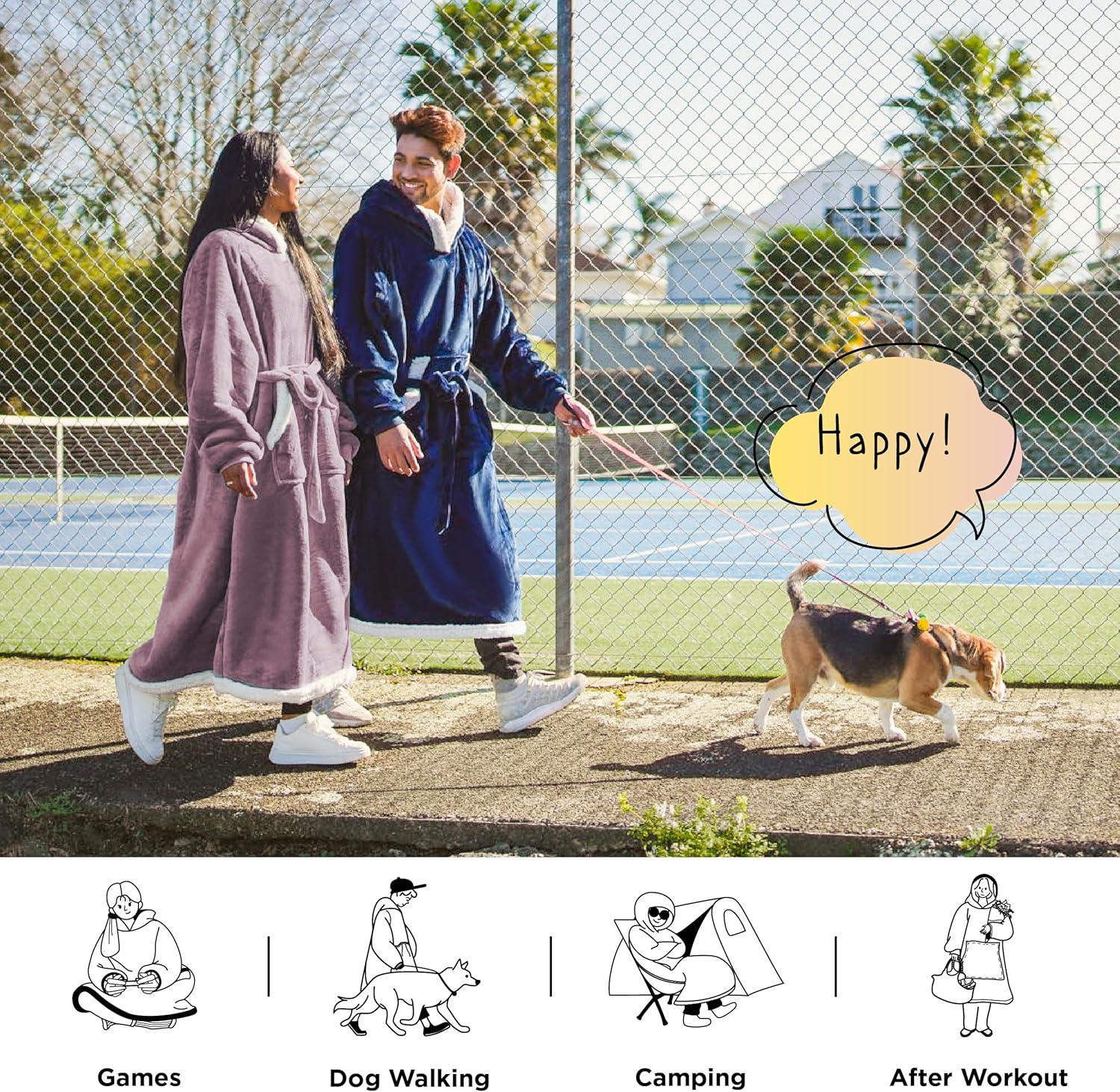 Bedsure Bedsure Blanket Hoodie - Sherpa Wearable Blankets For Women & Kids As Gifts For Women Men, Christmas Gifts Sweatshirt Blanket