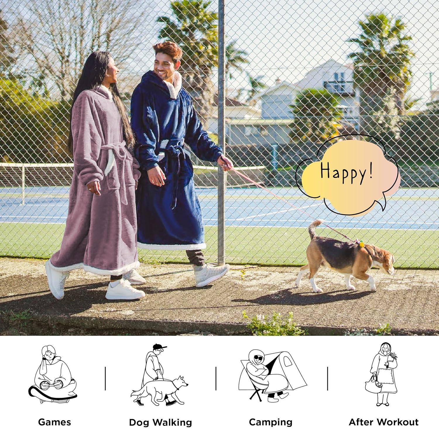 Bedsure Bedsure Blanket Hoodie - Sherpa Wearable Blankets For Women & Kids As Gifts For Women Men, Christmas Gifts Sweatshirt Blanket