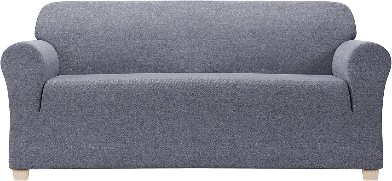 Zenna Home Recycled Cotton Sofa Slipcover, 1-Piece, Dark Blue Heather