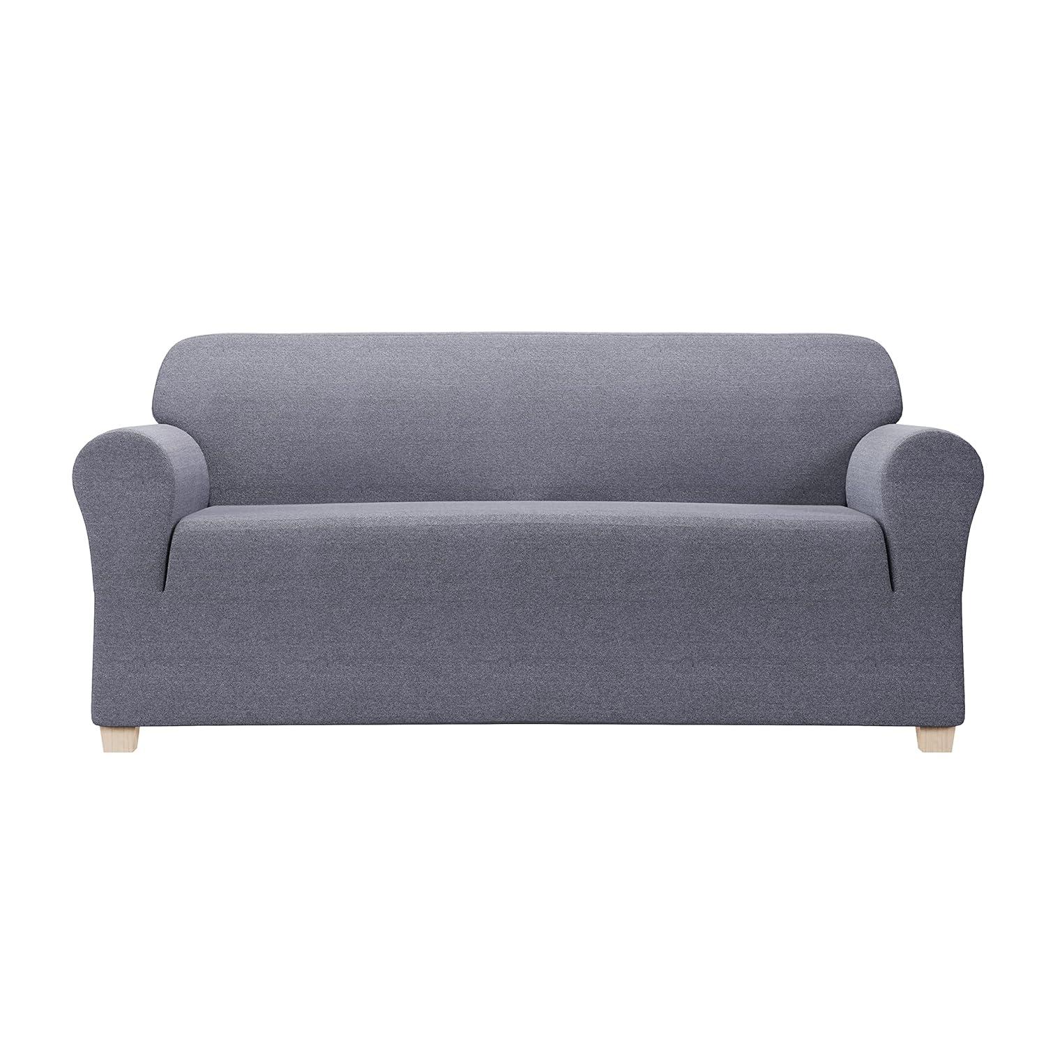 Zenna Home Recycled Cotton Sofa Slipcover, 1-Piece, Dark Blue Heather