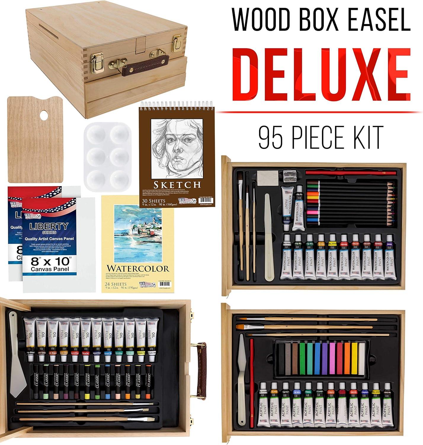 US Art Supply 95 Piece Master Artist Painting Set Oil, Acrylic, Watercolor Paint