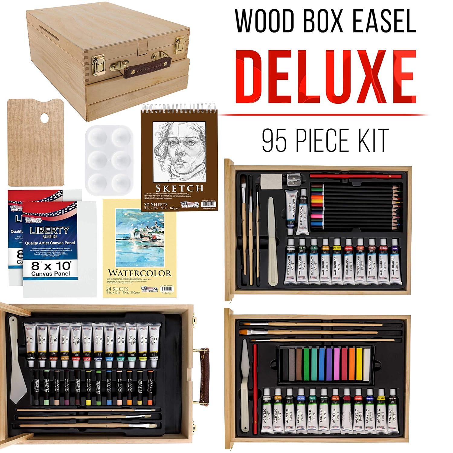 US Art Supply 95 Piece Master Artist Painting Set Oil, Acrylic, Watercolor Paint