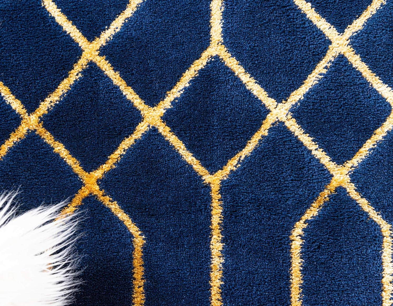 Glam Navy Blue Gold Area Rug