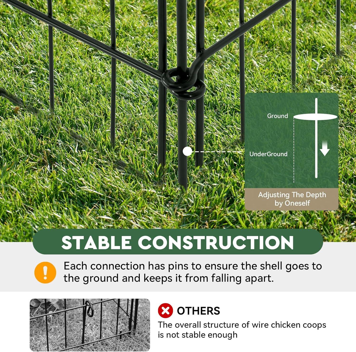 Metal Chicken Coop, 86 x 40 x 40 Inch Chicken Run for Yard with Waterproof Cover, Outdoor Portable Chicken Pen with 4 Doors, 1 Window, Chicken House for Small Animals Duck, Rabbit, Hen