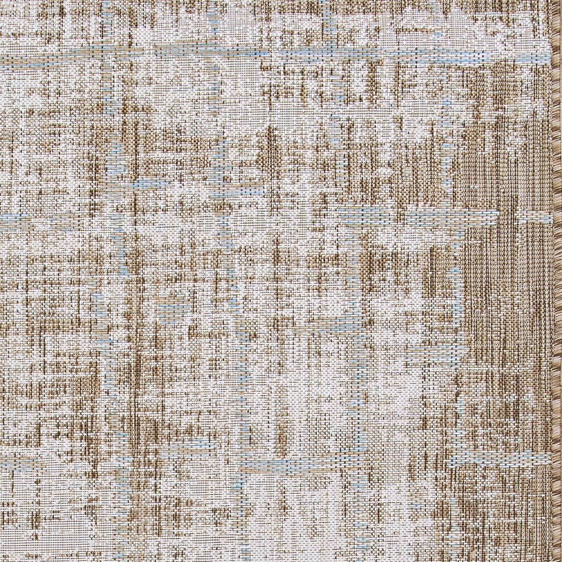 Couristan 5.25' x 7.5' Brown and Ivory Contemporary Rectangular Outdoor Area Throw Rug