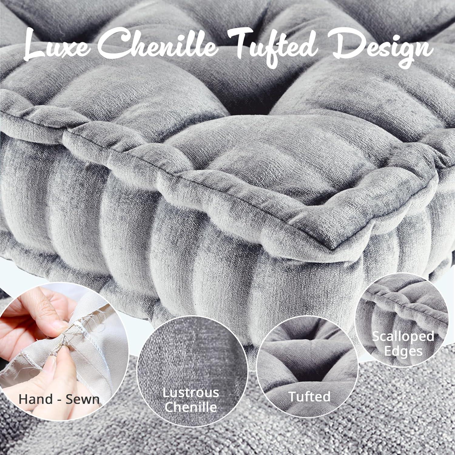 Intelligent Design Azza Poly Chenille Square Floor Pillow Cushion