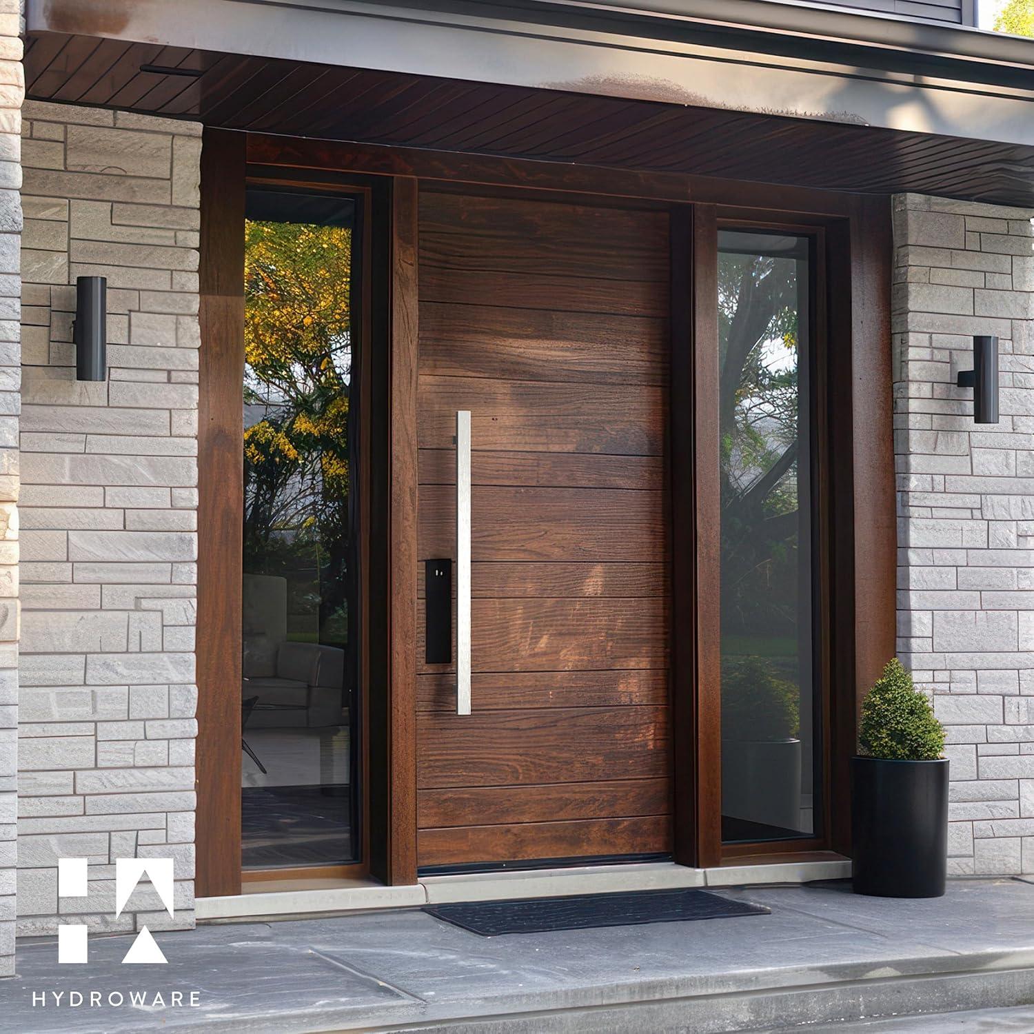 HYDROWARE Push/Pull Door Handle - Modern Contemporary Flat Long Stainless Steel Push Pull Door Handle for Home Entrance Glass Shower Wooden Barn & Office Store Shop Doors (Set of 2)