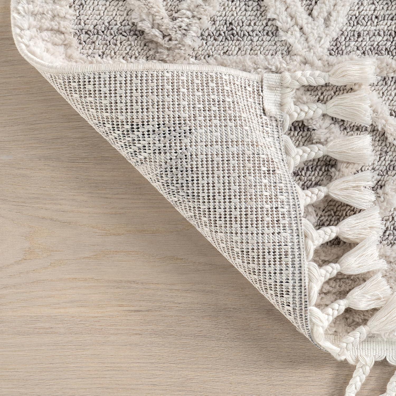 Nuloom 9x12 Ansley Moroccan Tassel Indoor Area Rug, Light Grey, Textured Bohemian Design, Plush High Pile, Stain Resistant, Bedroom, Living Room