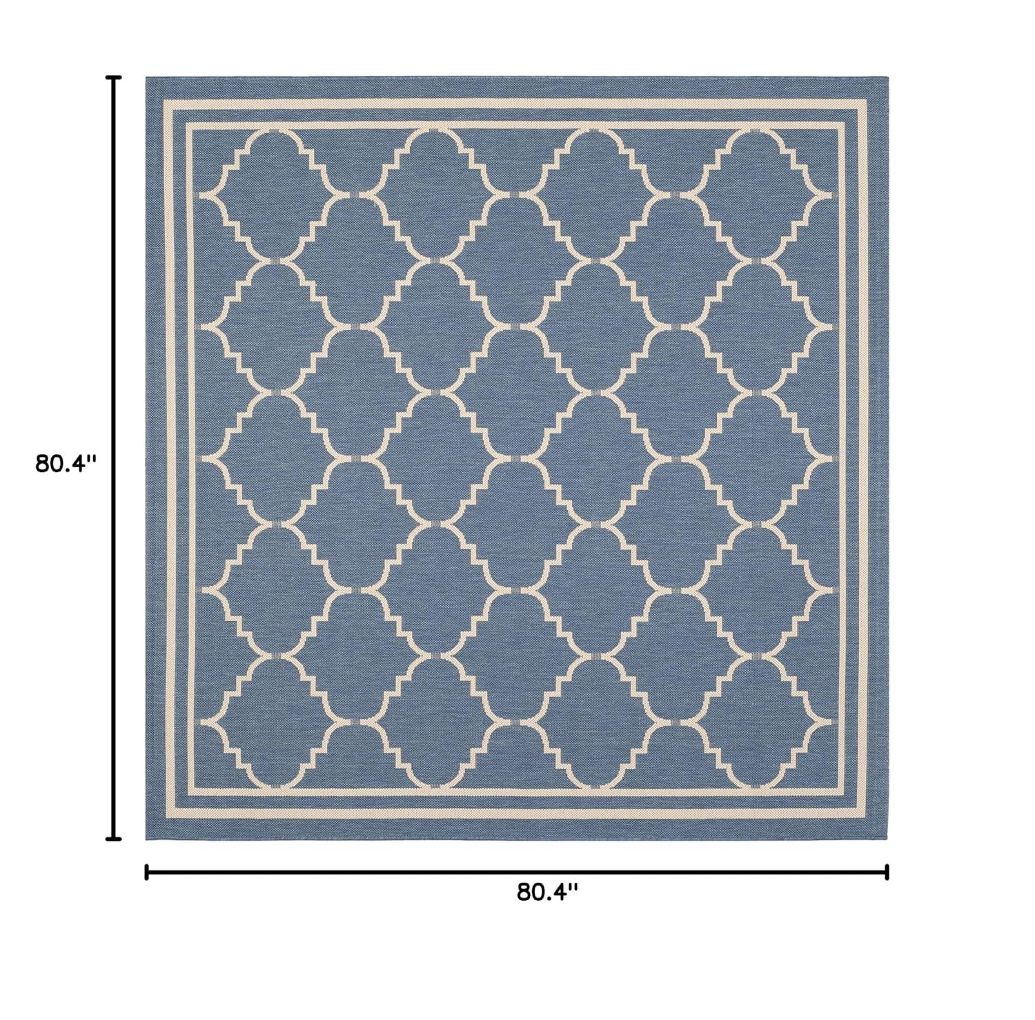 Courtyard CY6889 Power Loomed Indoor and Outdoor Area Rug - Blue/Beige - 6'7"x6'7" - Safavieh