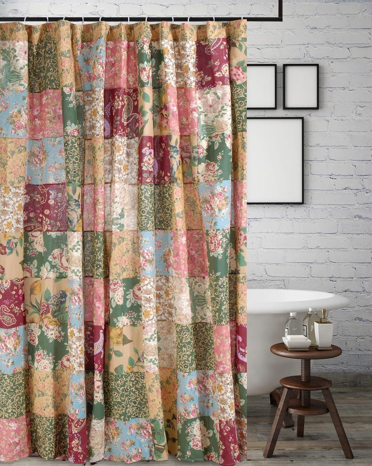 Greenland Home Fashions  Antique Chic Authentic Patchwork Cotton Shower Curtain