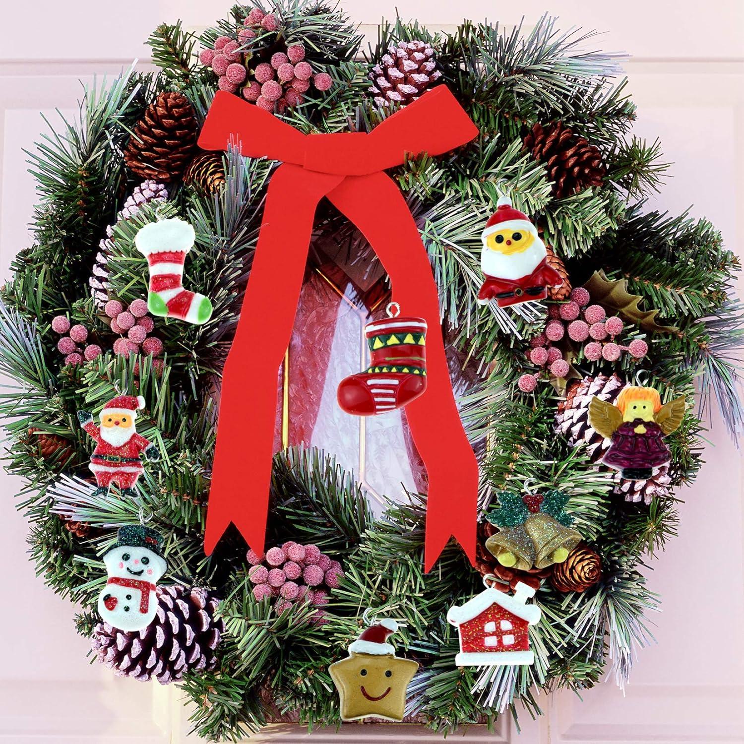 Christmas Tree Ornaments Decoration Mini Rustic Christmas Miniature Hanging Ornaments Resin Christmas Figurines for Xmas Party Multicolor 30Pcs